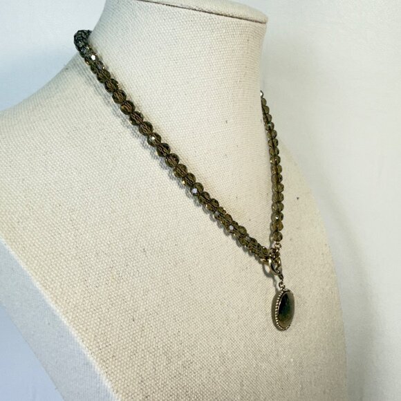 Juicy Couture Logo Charm Necklace Cut Glass Beads‎ Toggle Clasp Silver-Tone - Picture 3 of 5